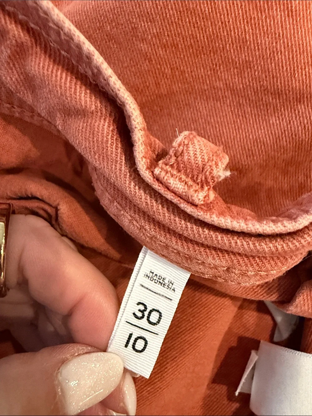 LOFT Rust Orange Welt Pocket High Rise Stretch Denim Jean Shorts Size 30/10